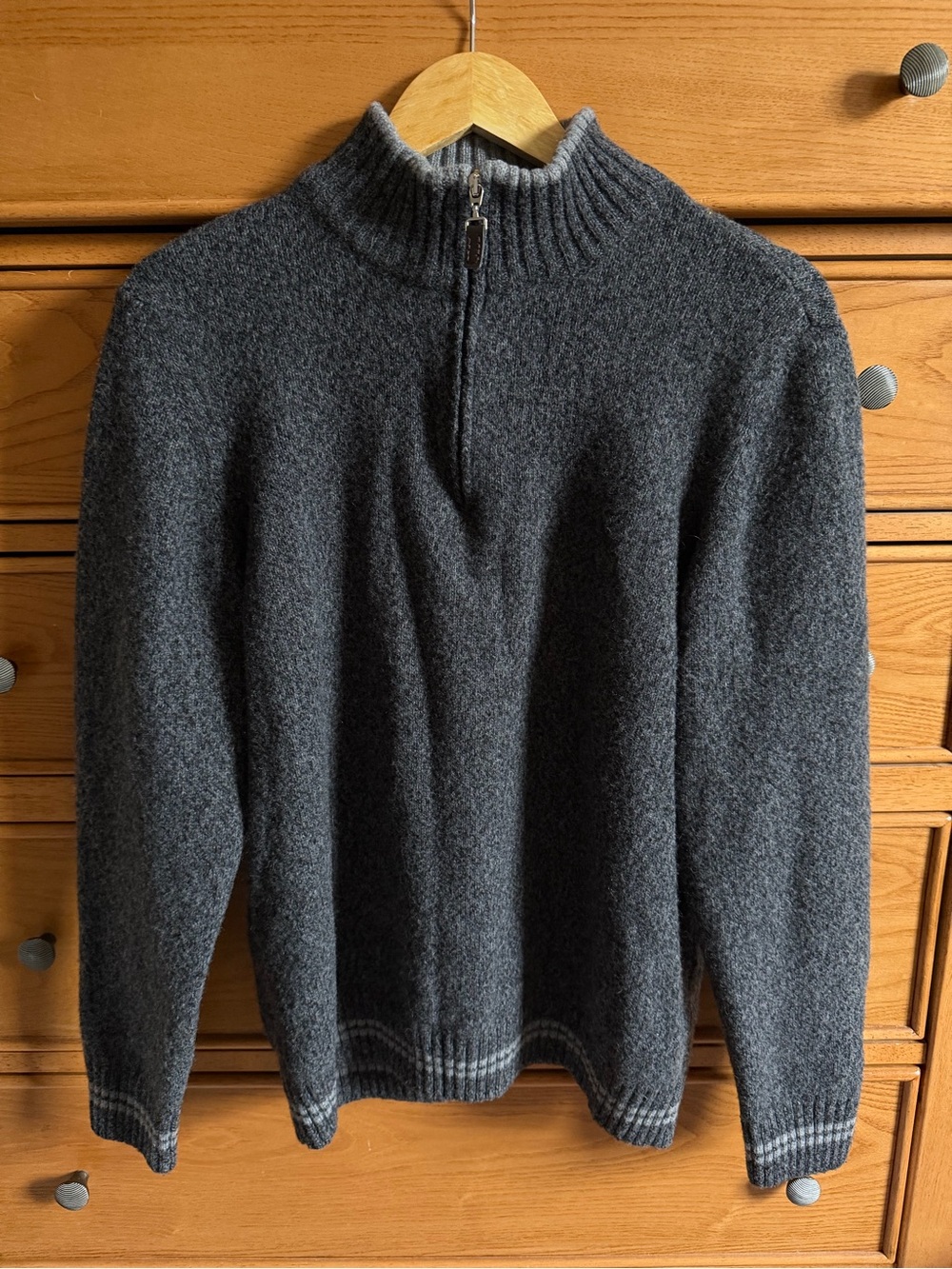 Daniele Blasi Mens Wool Sweater  1/4 Zip Mock Neck Gray Made in Italy Size XL